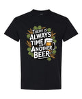 There Is Always Time for Another Beer T-Shirt in black with hop wreath and frothy beer mug graphic