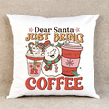 Dear Santa Just Bring Coffee - Throw Pillow Cover