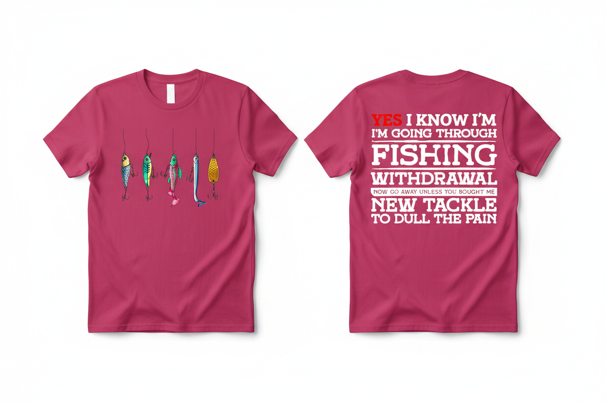 Fishing Withdrawal - Dark Pink White Text