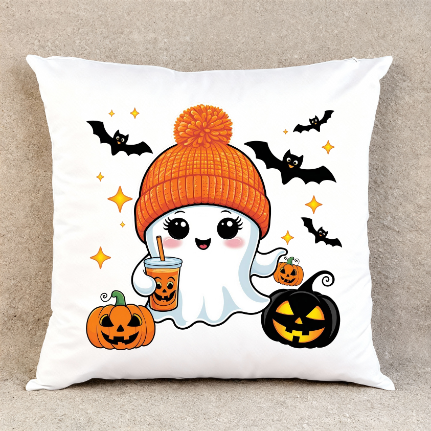 Pumpkin Spice Ghost - Throw Pillow Cover