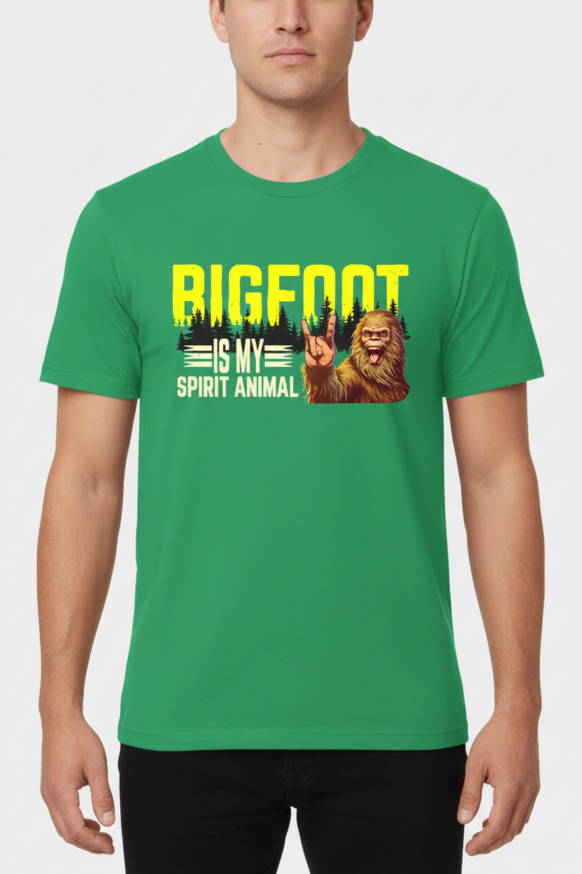 Bigfoot Is My Spirit Animal on Irish green t-shirt