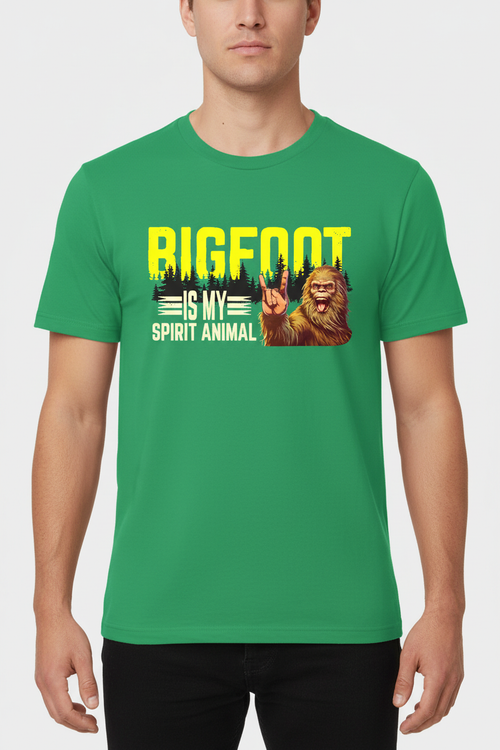 Bigfoot Is My Spirit Animal on Irish green t-shirt