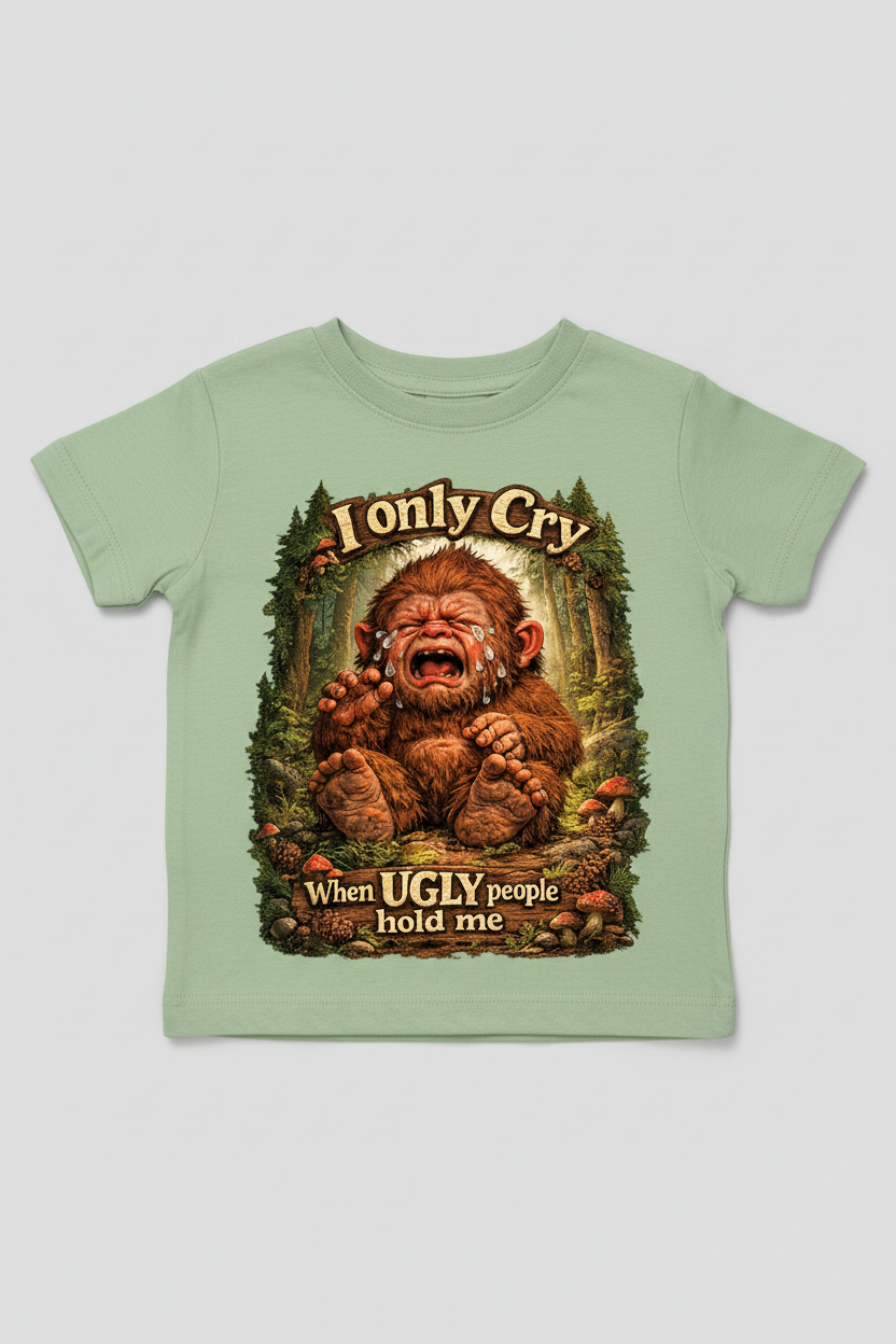 I Only Cry When Ugly People Hold Me on green infant toddler tee