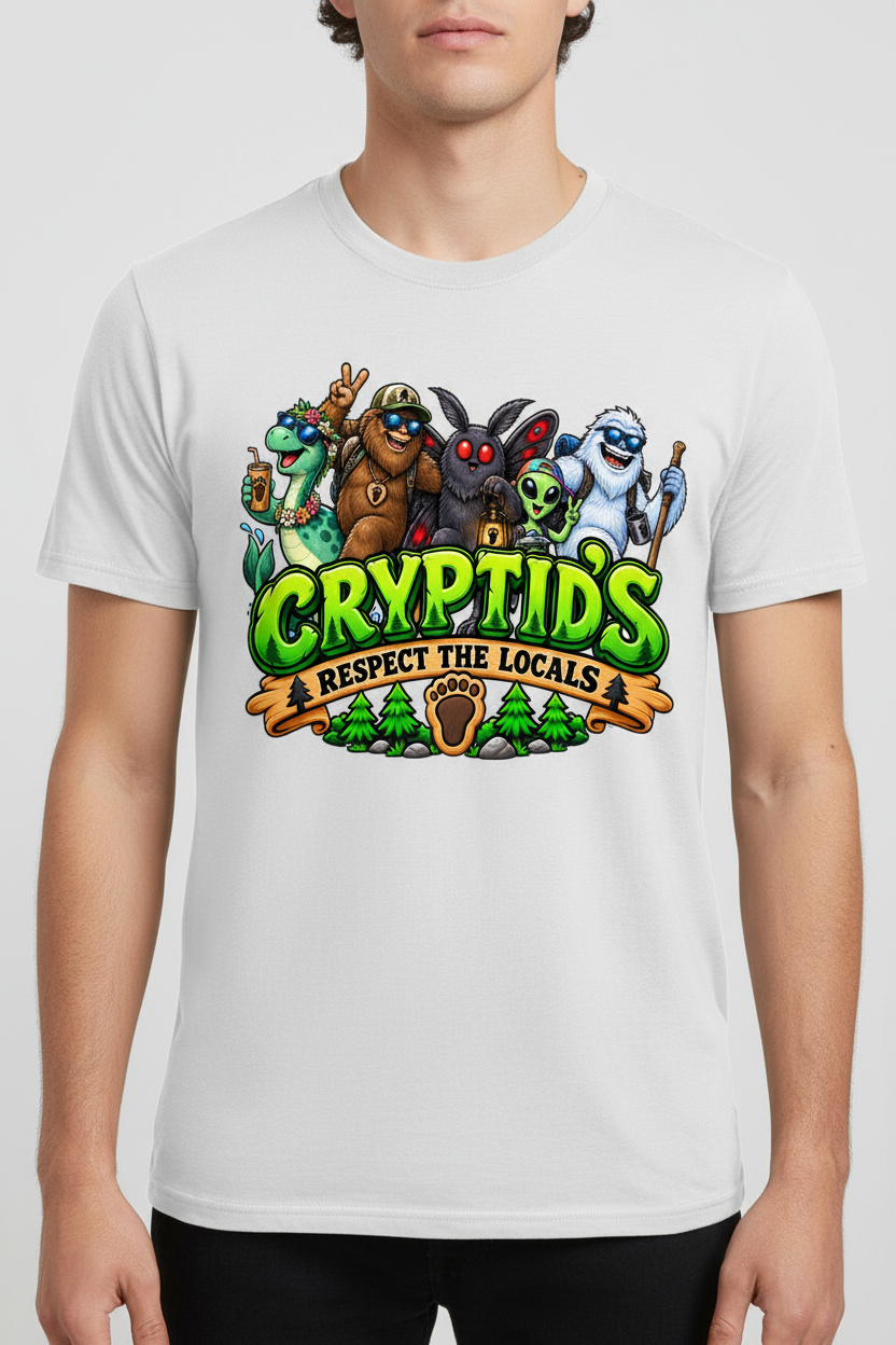 Cryptid's Respect the Locals on Gildan ash gray t-shirt