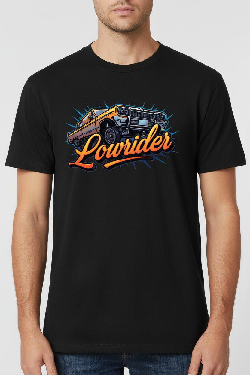 Lowrider on black t-shirt