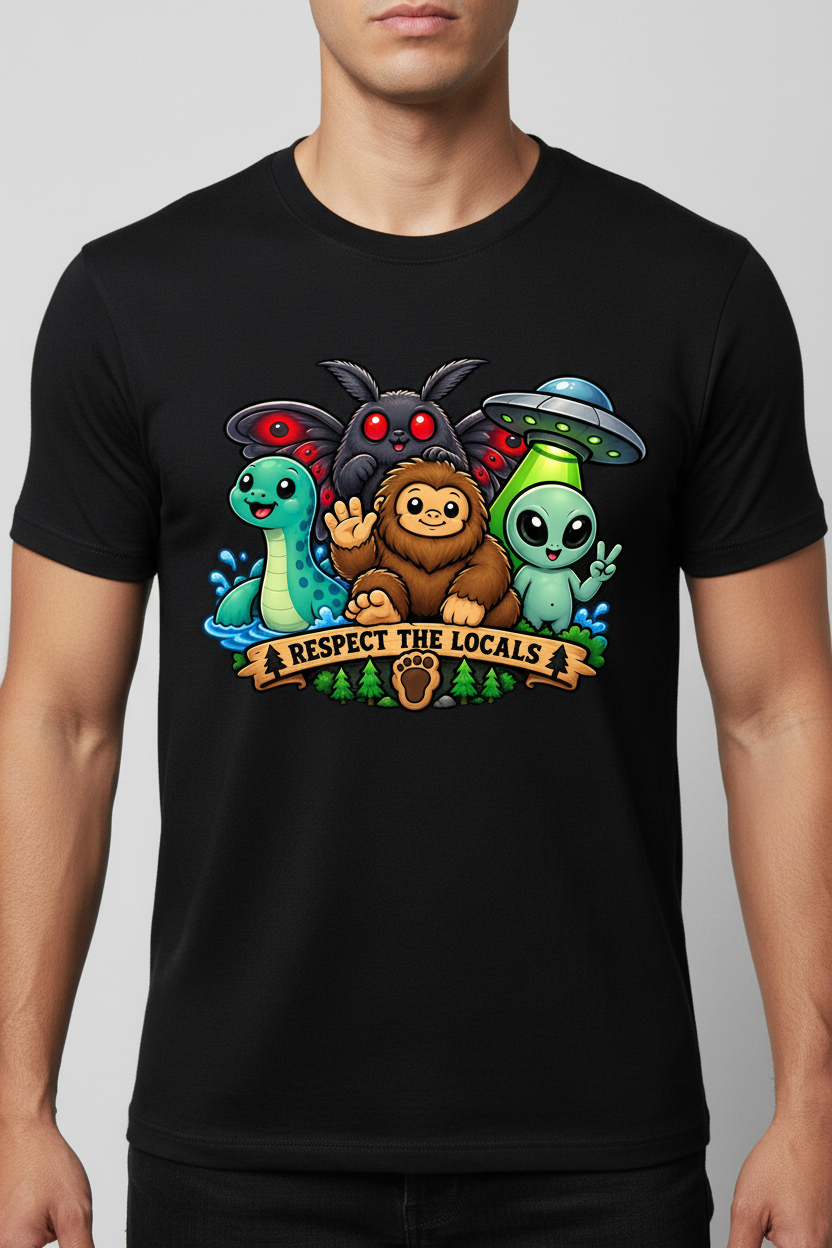 Respect The Locals on black t-shirt