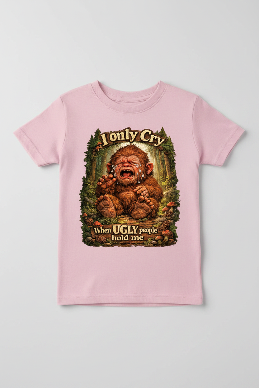 I Only Cry When Ugly People Hold Me on pink infant toddler tee