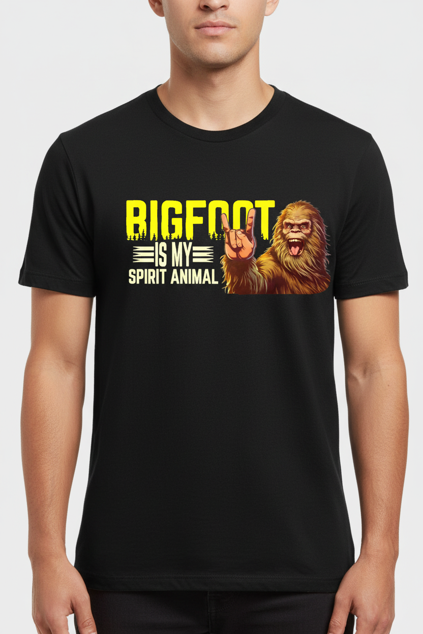 Bigfoot Is My Spirit Animal on black t-shirt