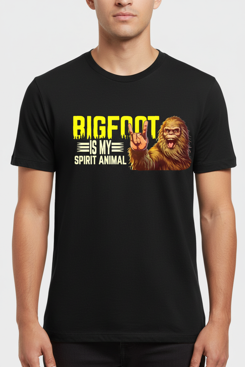 Bigfoot Is My Spirit Animal on black t-shirt